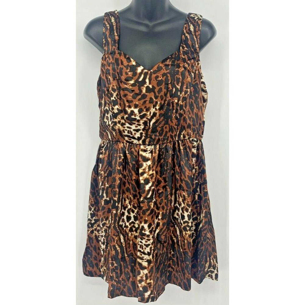 Alyn Paige Women Dress Size 11 12 Black Brown Leopard Sheath Shift New B74
